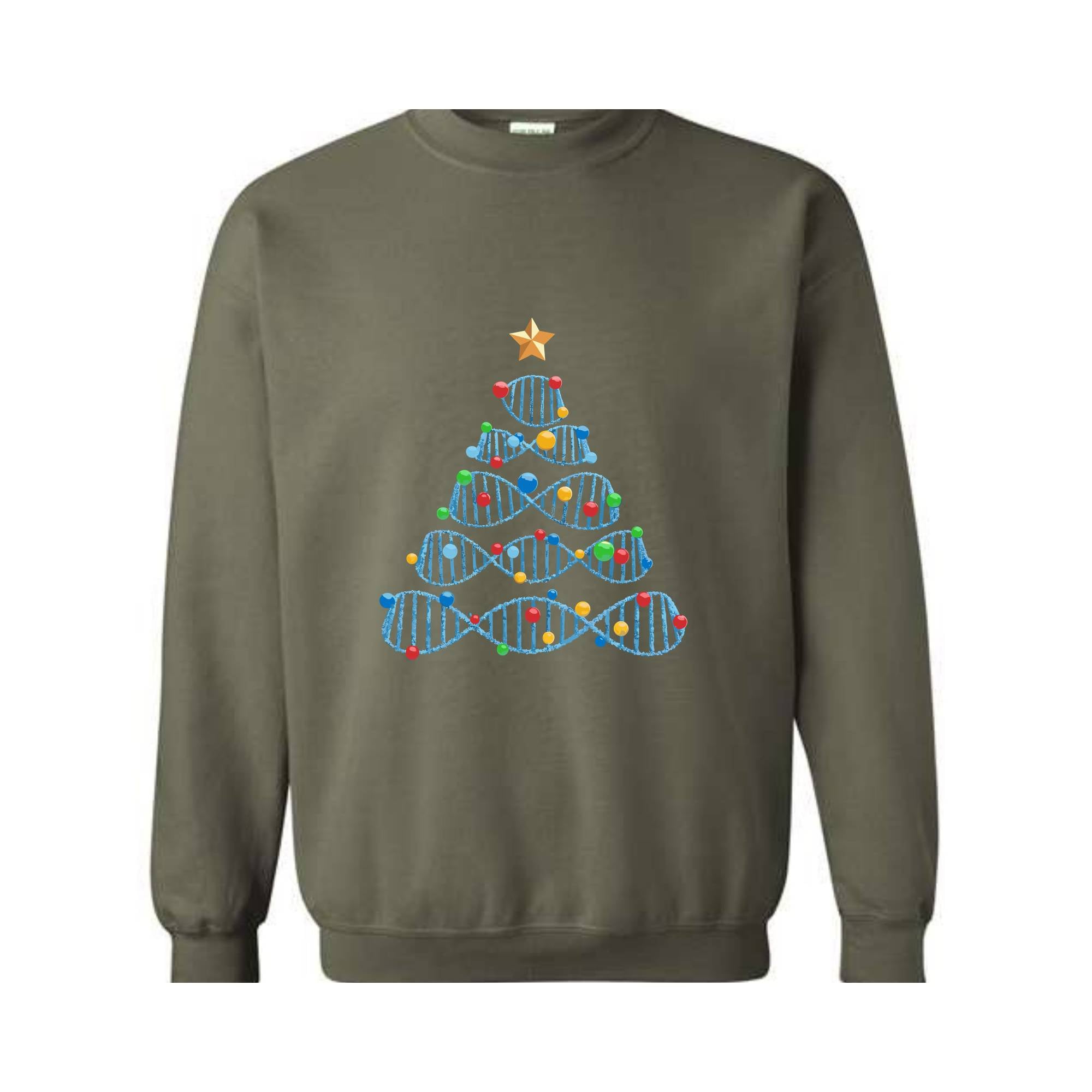 DNA Christmas Tree Sweatshirt, Science Puns Chemistry Gift