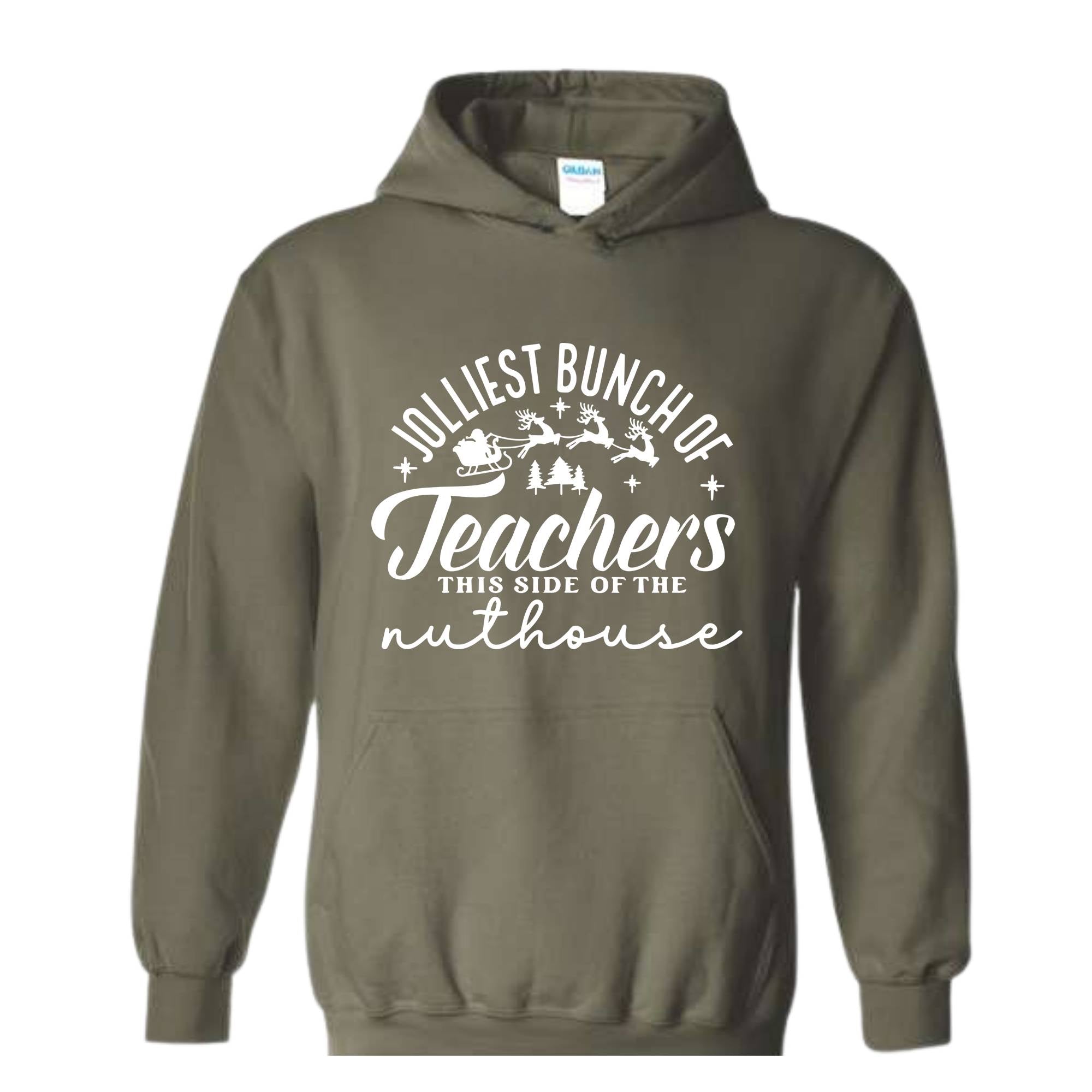 Jolliest Bunch of Teachers Sweatshirt, Teacher Christmas Sweater, School Christmas Sweatshirt, Xmas Teacher Hoodie