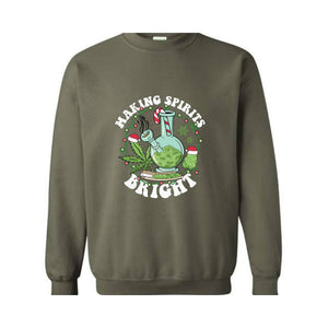 Making Spirits Bright Sweatshirt, Merry Weedmas Sweatshirt, Smoke Weed Sweatshirt, Christmas Sweatshirt, Funny Christmas