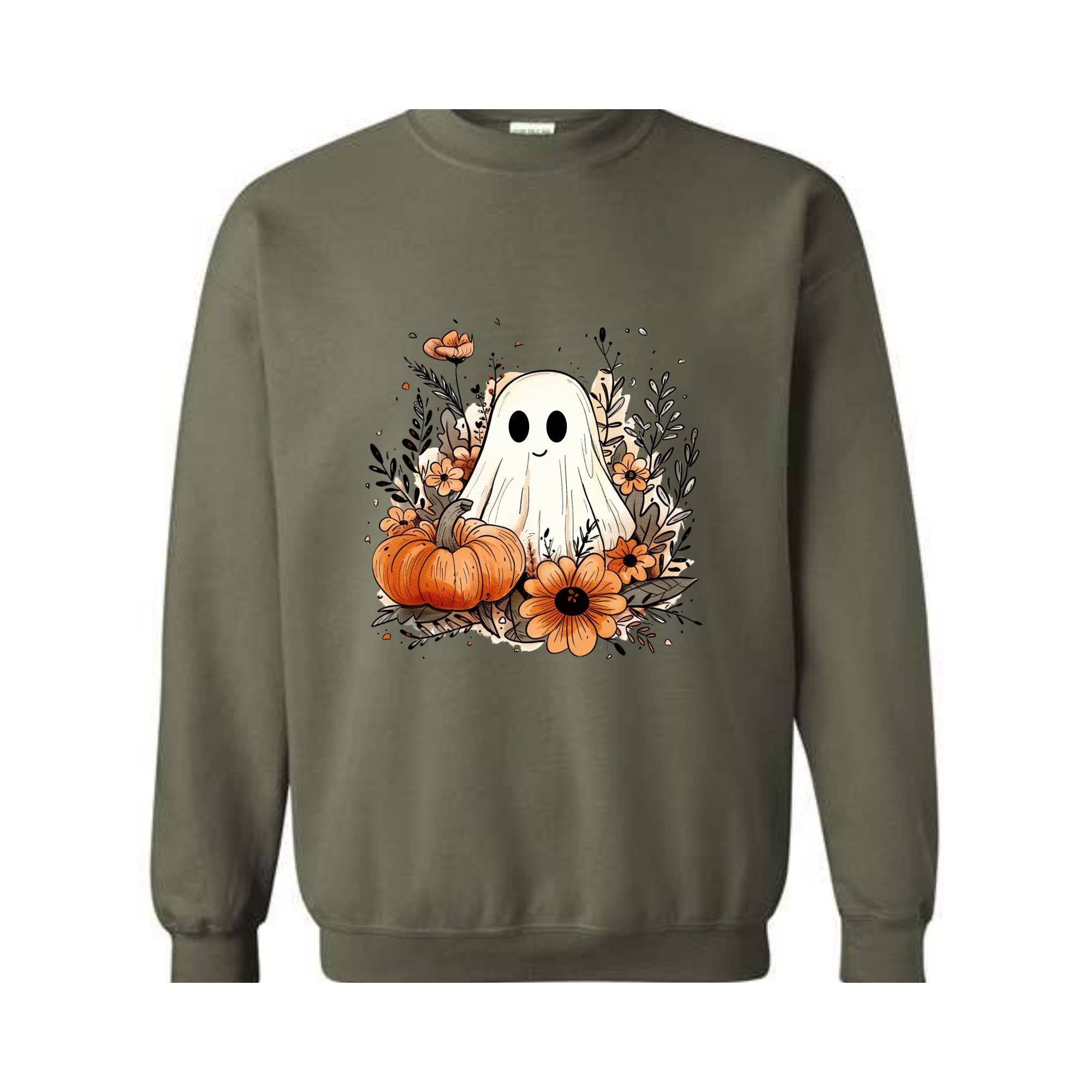 Floral Ghost Sweatshirt, Fall Ghost Sweatshirt, Fall Crewneck, Halloween Sweater, Boo Sweatshirt, Ghost Sweatshirt, Cute Fall Sweater