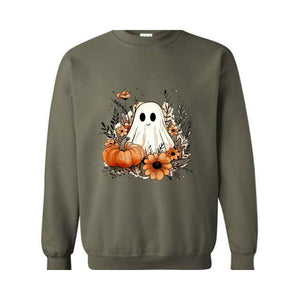 Floral Ghost Sweatshirt, Fall Ghost Sweatshirt, Fall Crewneck, Halloween Sweater, Boo Sweatshirt, Ghost Sweatshirt, Cute Fall Sweater