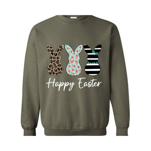 Happy Easter Sweatshirt, Leopard Bunny Sweatshirt, Floral Bunny Hoodie, Happy Easter Hoodie, Easter Gifts