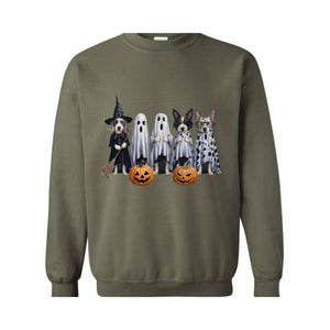 Halloween Sweatshirt,Halloween Sweater,Ghost Sweatshirt,Halloween Dog Sweatshirt,Ghost Dog Happy Halloween,Retro Spooky Season