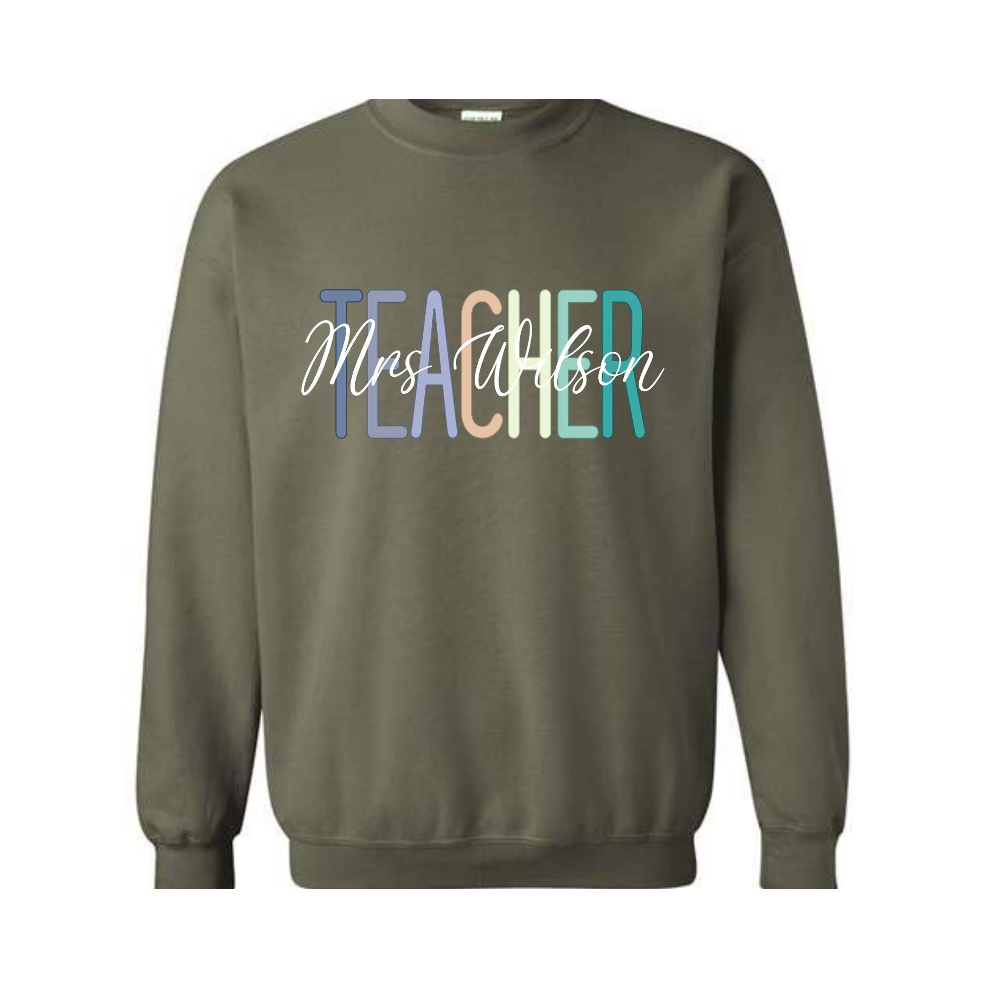 Teacher Name Custom Sweatshirt, Custom Teacher Sweatshirt, Teacher Mrs Sweatshirt, Teacher Appreciation Gift, Retro Teacher Sweatshirt