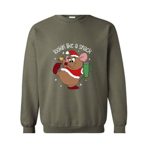 Lookin' Like A Snack Gus Christmas Sweatshirt, Funny Christmas Sweatshirt, Xmas Movie Sweater, Disneyland Christmas Sweatshirt