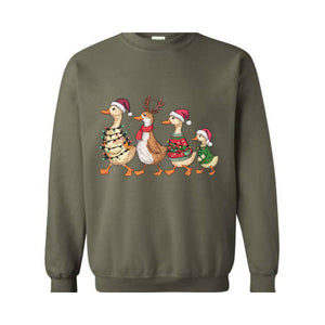 Christmas Ducks Sweatshirt, Duck Christmas Sweatshirt For Women, Funny Animals Christmas Sweatshirt, Farm Lover Gift, Funny Christmas Sweatshirt