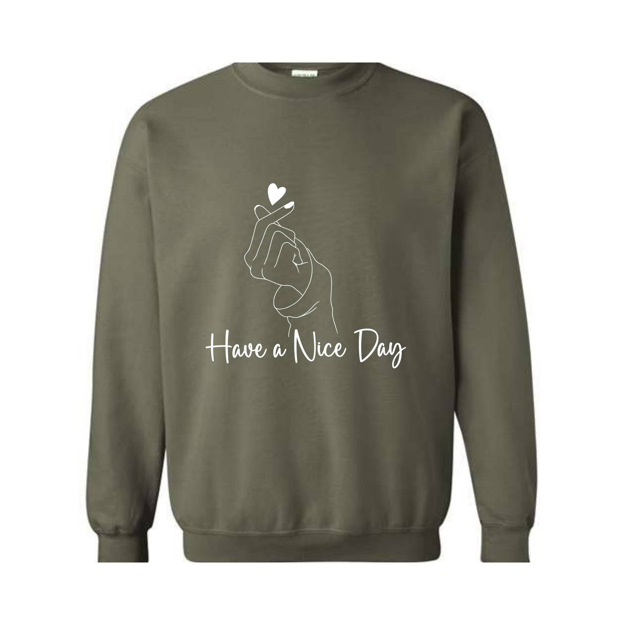 Korean Heart Sweater, Heart with hand Sweater, Positive Phrase Sweater, Have a Nice Day Sweatshirt, Love Sweater. Love Day Sweater