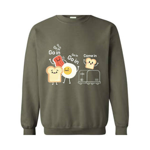 Funny Sweater, Go in Sweater, Funny Toast with Toaster, Trendy Sweater, Toast with Egg Sweater, Sarcastic Sweater