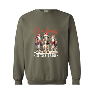 Christmas In The Barn Sweatshirt, Christmas Sweatshirt, Christmas Cow Sweatshirt, Christmas Gifts, Christmas Sweater