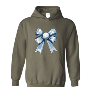 Golf Bow Sweatshirt, Cute Sport Hoodie, Coquette Bow Hoodie, Cute Mom Hoodie, Golf Lover Hoodie, Blue Bow Hoodie, Golf Lover Gift