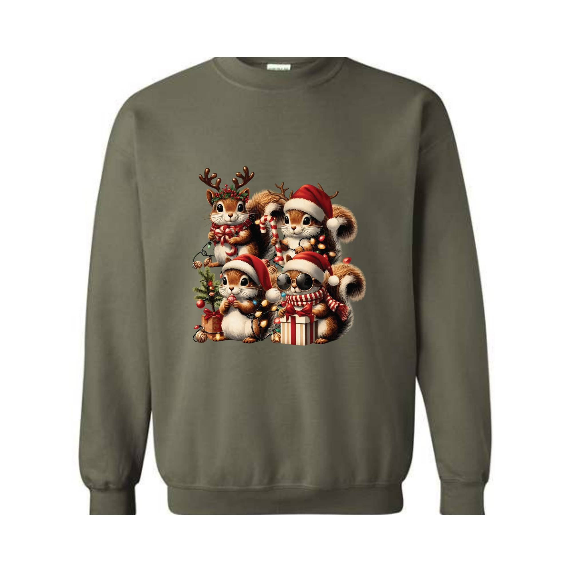 Cute Squirrel Christmas Sweatshirt, Holiday Squirrel Sweatshirt, Funny Xmas Squirrel Sweatshirt, Animal Lover Christmas Gift, Winter Sweater