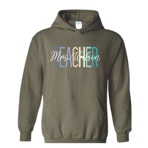 Teacher Name Custom Sweatshirt, Custom Teacher Sweatshirt, Teacher Mrs Sweatshirt, Teacher Appreciation Gift, Retro Teacher Sweatshirt