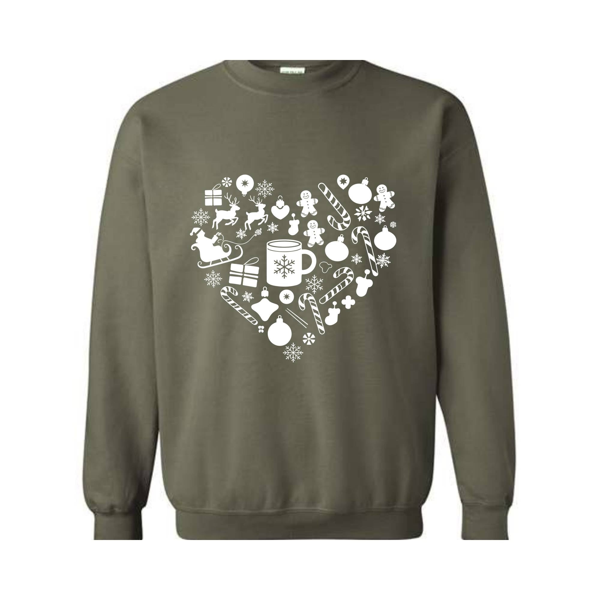 Christmas Heart Sweatshirt, Cute Christmas Hoodie, Holiday Hoodie, Gift for Christmas, Gingerbread Hoodie, Christmas Doodle Hoodie