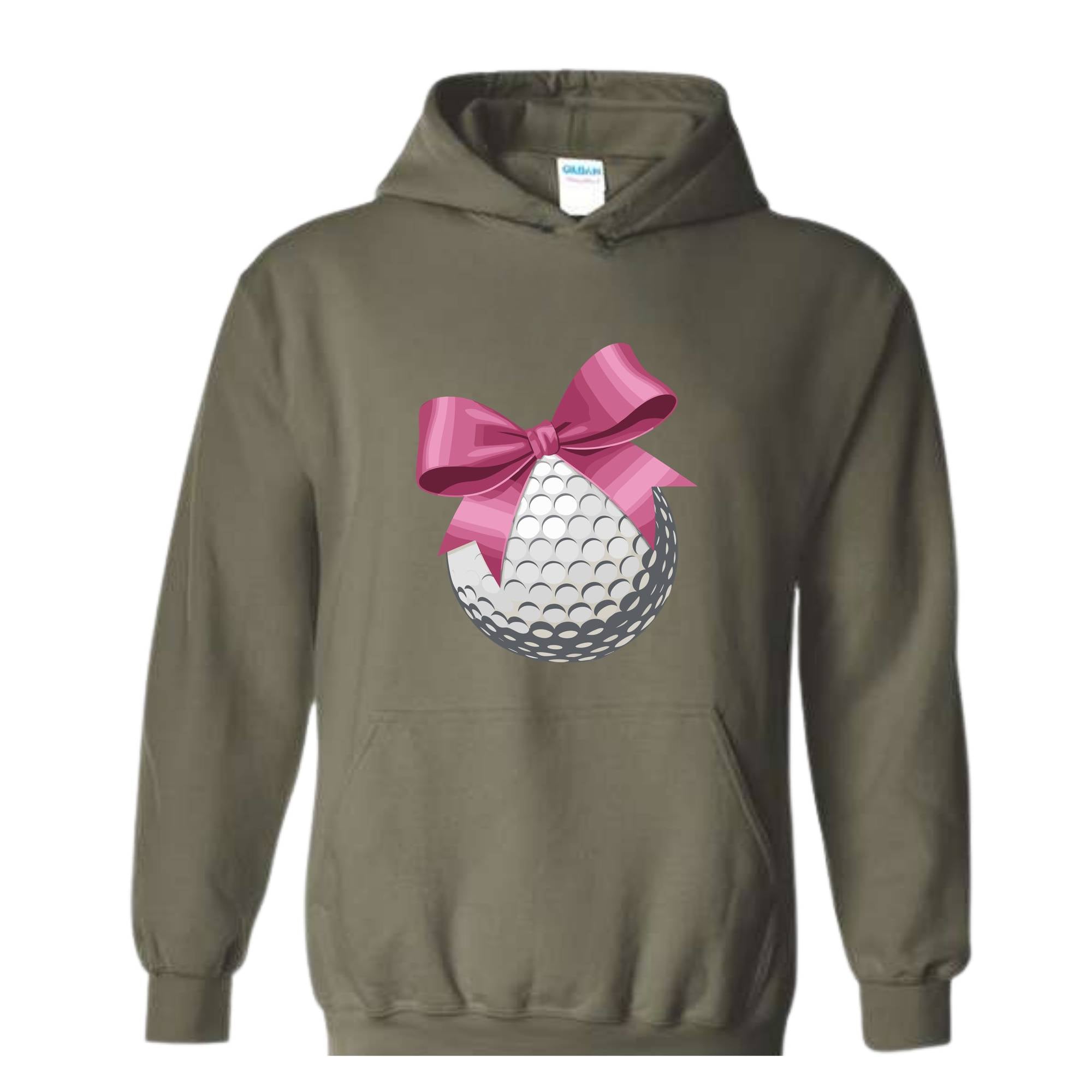 Golf Ball and Bow Sweatshirt, Golfer Mom Hoodie, Coquette Hoodie, Pink Girly Hoodie, Cute Mom Hoodie, Golf Hoodie, Dad Hoodie