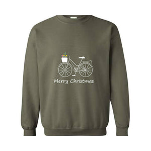 Bike Sweatshirt, Christmas Sweatshirt, Bike Floral Sweatshirt, Album Sweatshirt , Bike with Stars and chRistmas tree Sweatshirt