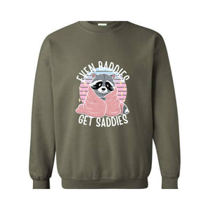 Even Baddies Get Saddies Sweatshirt, Funny Cat Meme Sweater, Cat Hoodie, Cat Meme Sweater For Pet Lovers, Funny Mental Health Hoodie