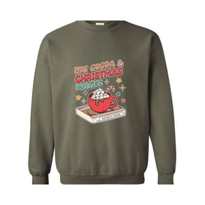 Hot Cocoa & Christmas Movies Sweatshirt, Christmas Sweatshirt, Retro Christmas Sweatshirt, Christmas Couple Sweatshirt