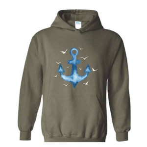 Anchor Sweatshirt, Anchor Birds Sweatshirt, Nautical Hoodie, Beach Sweatshirt, Summer Lover Tee, Captain Sweatshirt, Sailor Sweatshirt