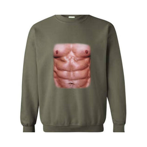 Chest Six Pack Muscles Sweatshirt, Bodybuilder , Funny Gym , Present Dad , Workout , Fitness Lover