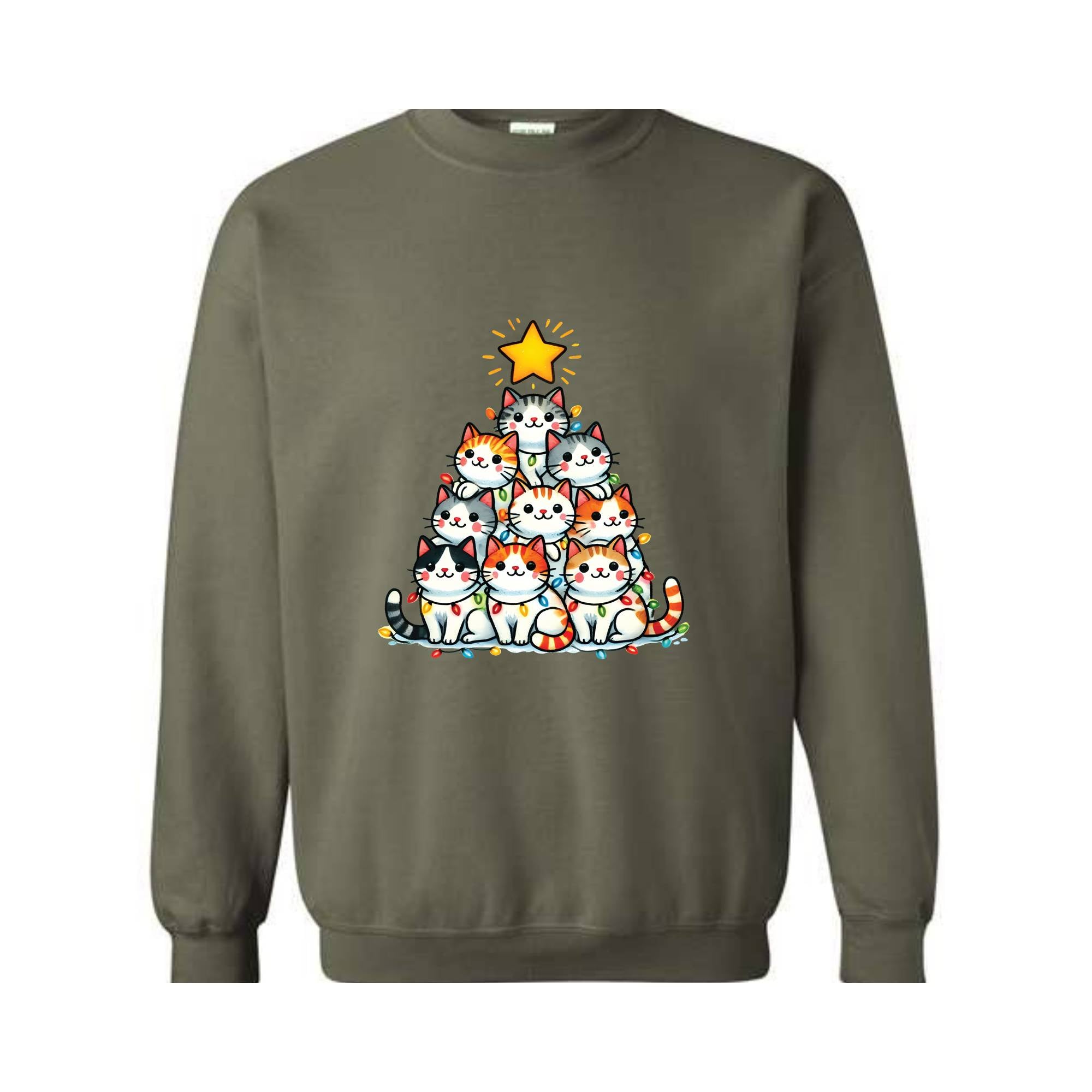 Christmas Cat Tree Sweatshirt, Christmas Cats Sweatshirt, Meow Christmas Sweatshirt, Cat Lover Gift, Holiday Sweatshirt, Christmas Sweater