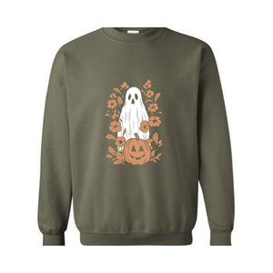 Floral Ghost Halloween Sweatshirt, Halloween Autumn Hoodie, Pumpkin Hoodie, Ghost Sweatshirt, Halloween Gifts