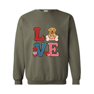 Personalized Dog Valentines Day Sweatshirt, Custom Dog , Cute Dog , Dog Lover , Girls Valentines Day Gift