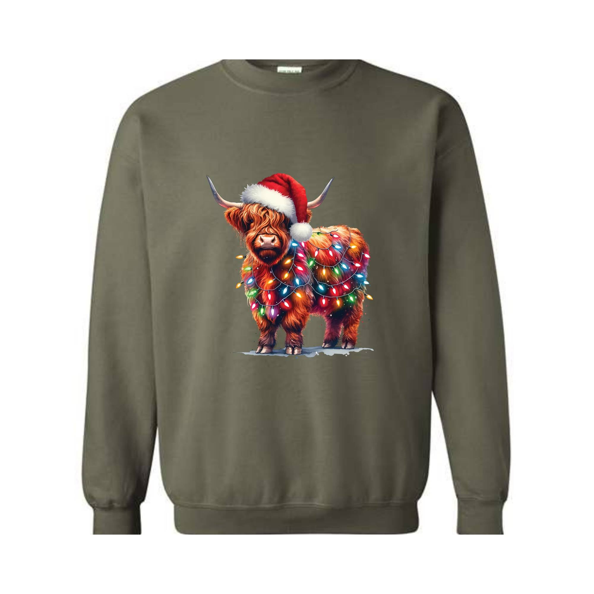 Christmas Cow Sweatshirt, Cow Lights Sweatshirt, Cow Sweatshirt, Cow Lover Sweatshirt, Christmas Sweatshirt, Highland Cow Sweatshirt