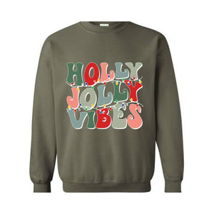 Holly Jolly Vibes Sweatshirt, Retro Christmas Sweatshirt, Christmas Vibes Sweatshirt, Groovy Christmas Sweatshirt, Christmas Vacation