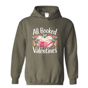 All Booked For Valentine Sweatshirt, Retro Valentine Hoodie, Books And Chocolates Hoodie, Vintage Valentines Hoodie, Cute Mom Hoodie