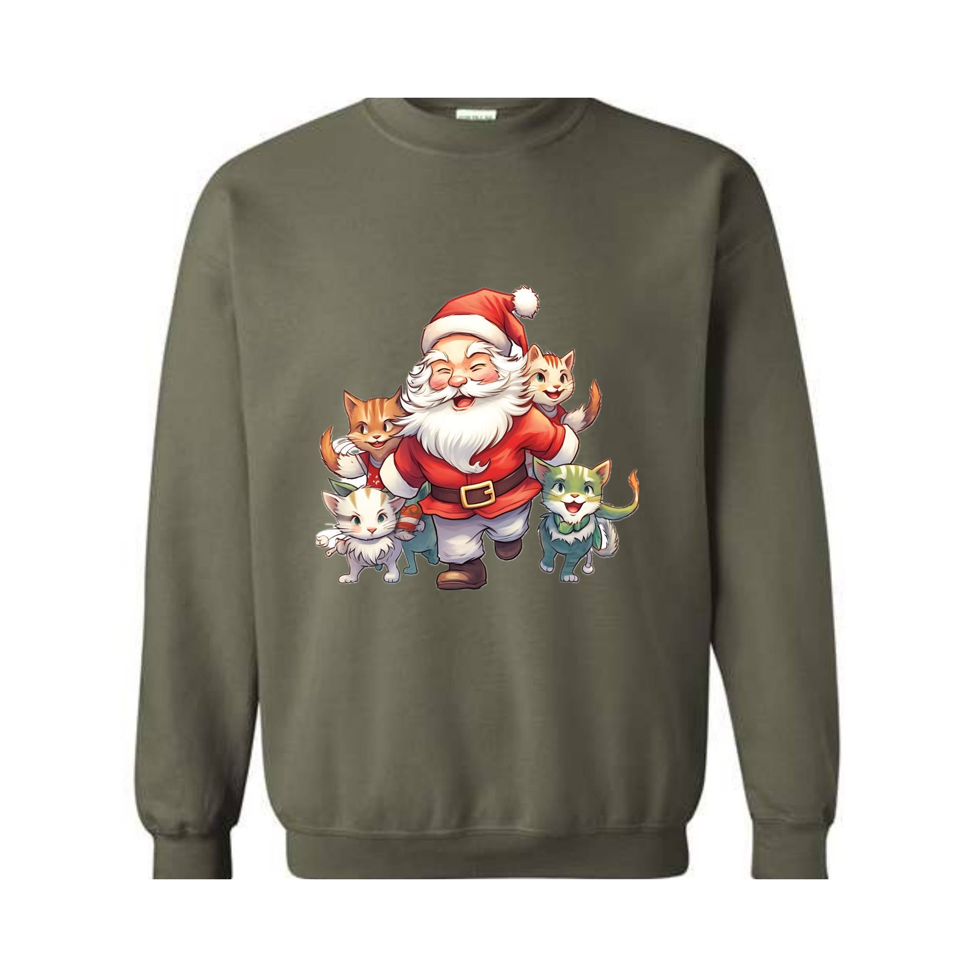 Vintage Santa Cats Christmas Sweatshirt, Retro Christmas Sweatshirt, Vintage Christmas Sweatshirt, Christmas Sweatshirt, Santa Sweatshirt