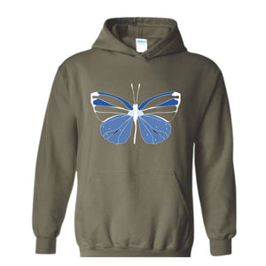 Blue Butterfly Sweatshirt, Butterfly Lover Sweatshirt, Butterfly Hoodie, Butterflies Sweater, Blue Lover Gift, Woman Butterfly Sweatshirt