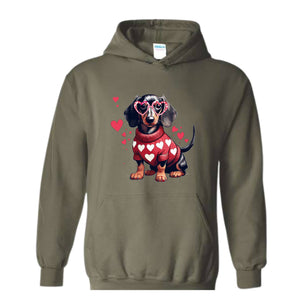 Valentine Dachshund Dog Sweatshirt, Valentine's Day Hoodie, Dog Mom Hoodie, Dachshund Valentines Hoodie, Dachshund Hoodie, Dachshund Mom