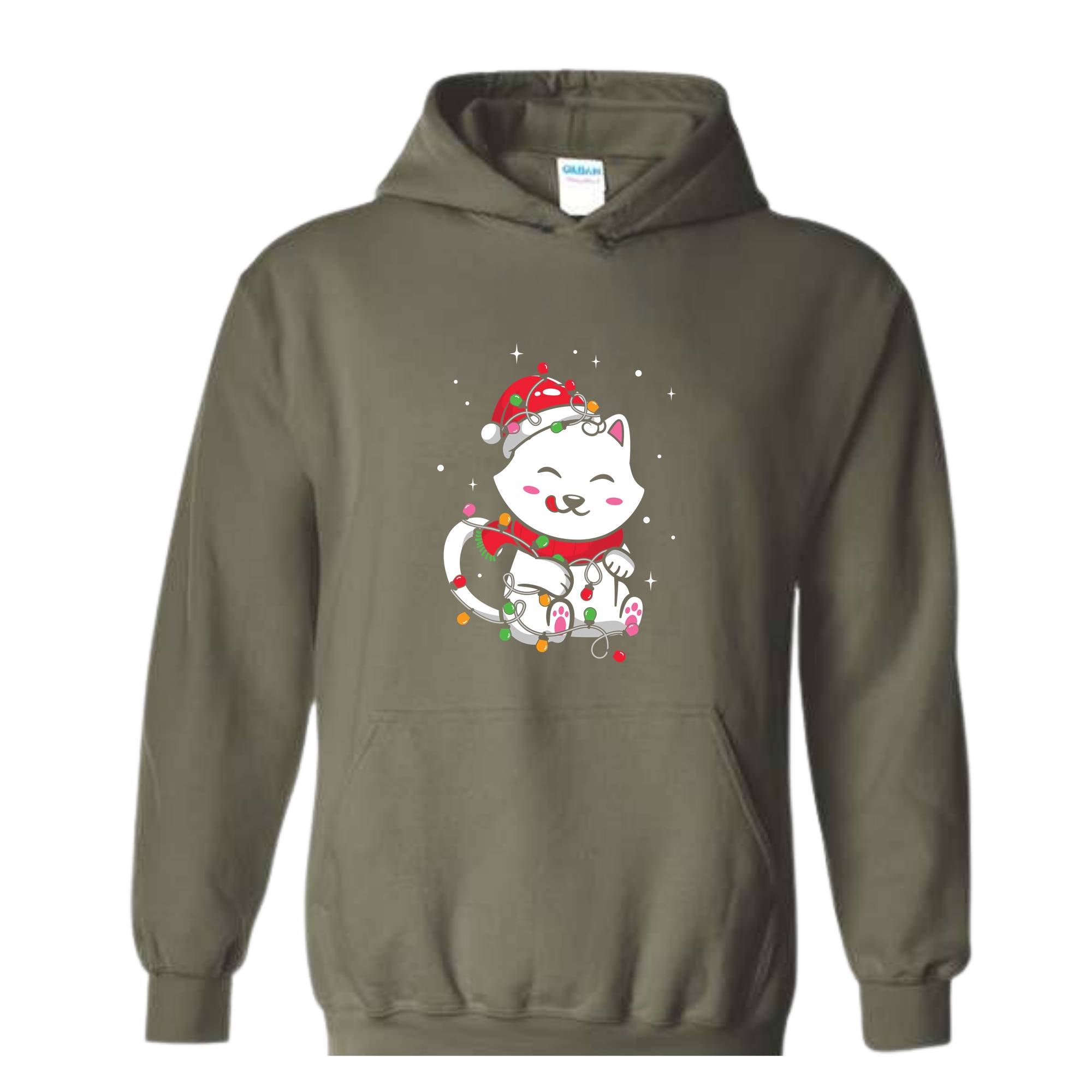 Christmas Lights Cat Sweatshirt, Christmas Cat Mom, Cat Lover Sweatshirt, Meowy Christmas Sweater, Santa Cat Hoodie