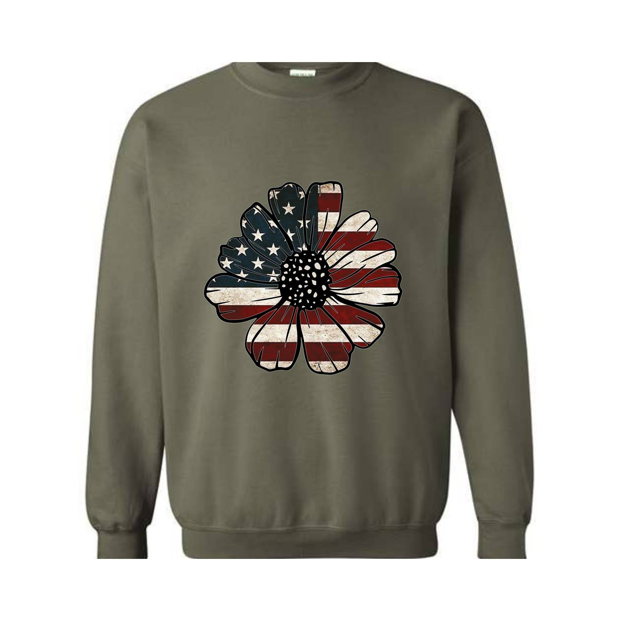 USA Flag Flower Sweatshirt, Independence Day Sweatshirt, 4th Of July Flag Graphic Hoodie, Freedom Sweatshirt, America Sweatshirt