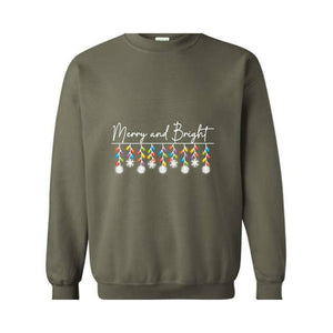 Merry and Bright Christmas Lights Sweatshirt, Xmas Sweatshirt, Christmas Pajamas, Christmas Outfit, Holiday Hoodie, Merry & Bright Gift