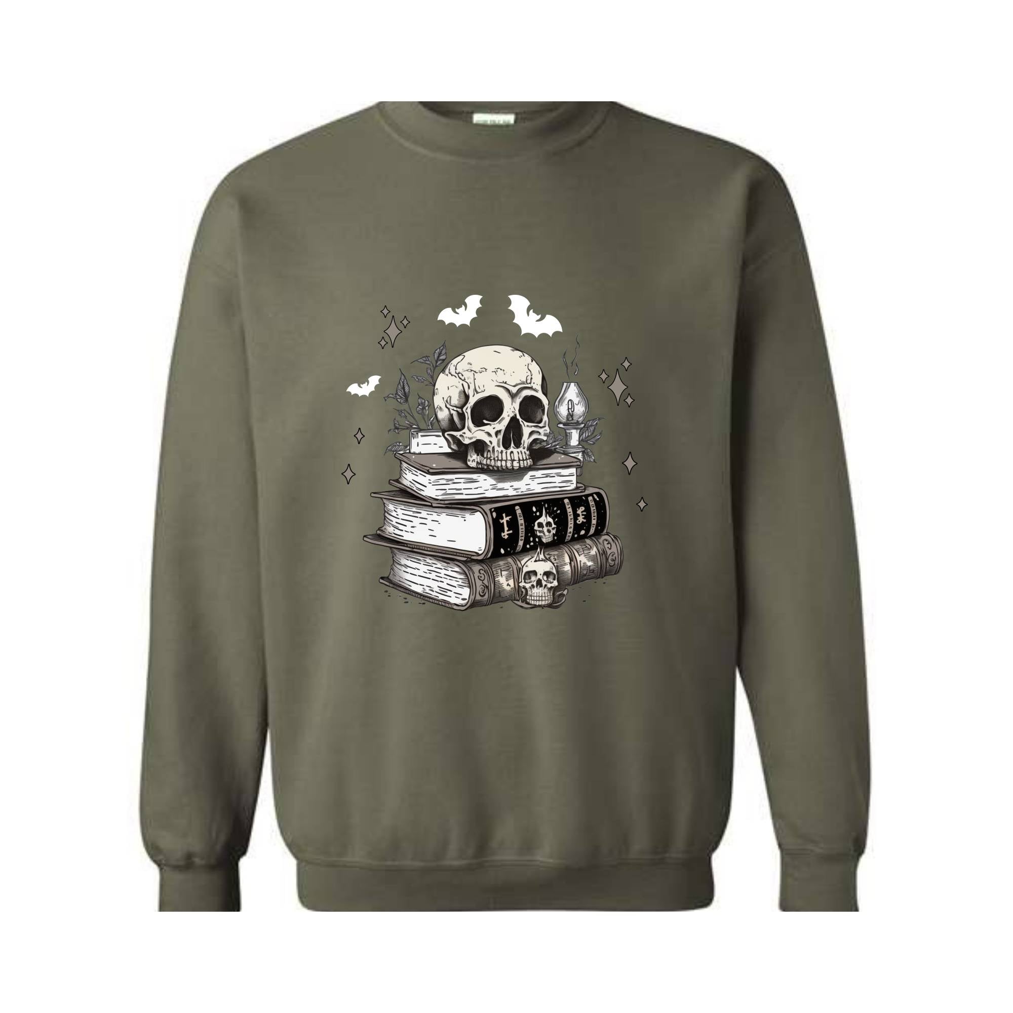 Spooky Skull Sweatshirt, Halloween Spell Books Sweatshirt, Spooky Sweater, Halloween Crewneck, Skull Shirt, Spell Books Shirt, Spooky Season