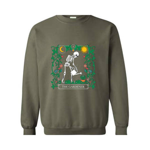 Gardener Skeleton sweatshirt, Tarot Card The Gardner Hoodie, Garden Lover Gift, Plant Lady Hoodie , Mom Gardening Shirt