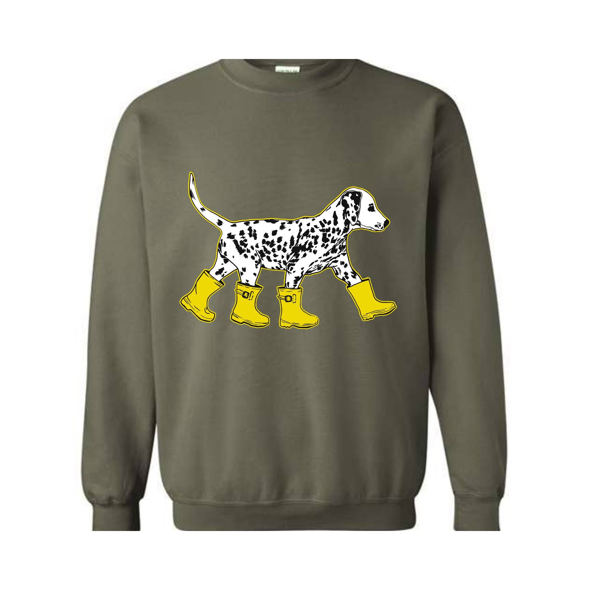 Dog in Boots Sweatshirt, Cute Dalmation Dog Hoodie, Dog Lover Hoodie, Winter Dog Sweater, Dalmation Dog Hoodie, Dog Lover Hoodie