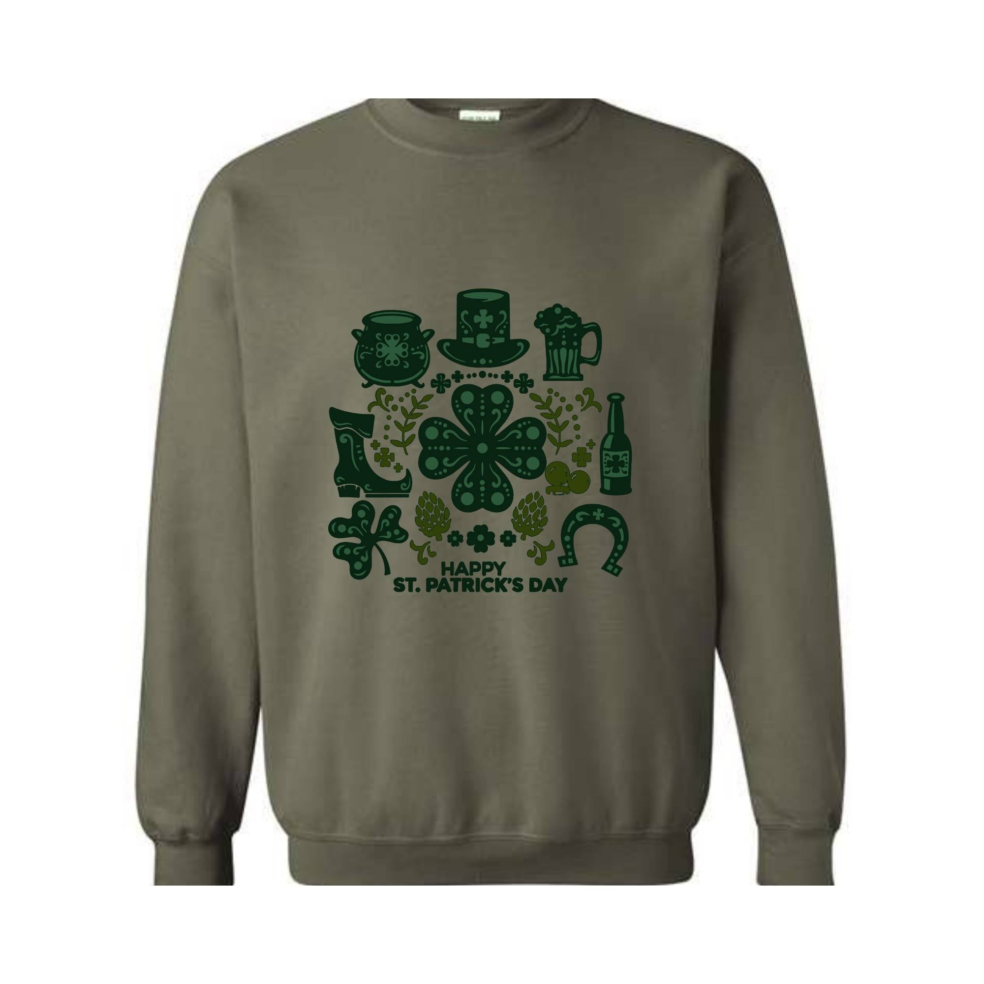 St Patricks Day Sweatshirt, Lucky Shamrock Sweater, Irish Green Sweater, Clover Pullover, Festive Sweatshirt