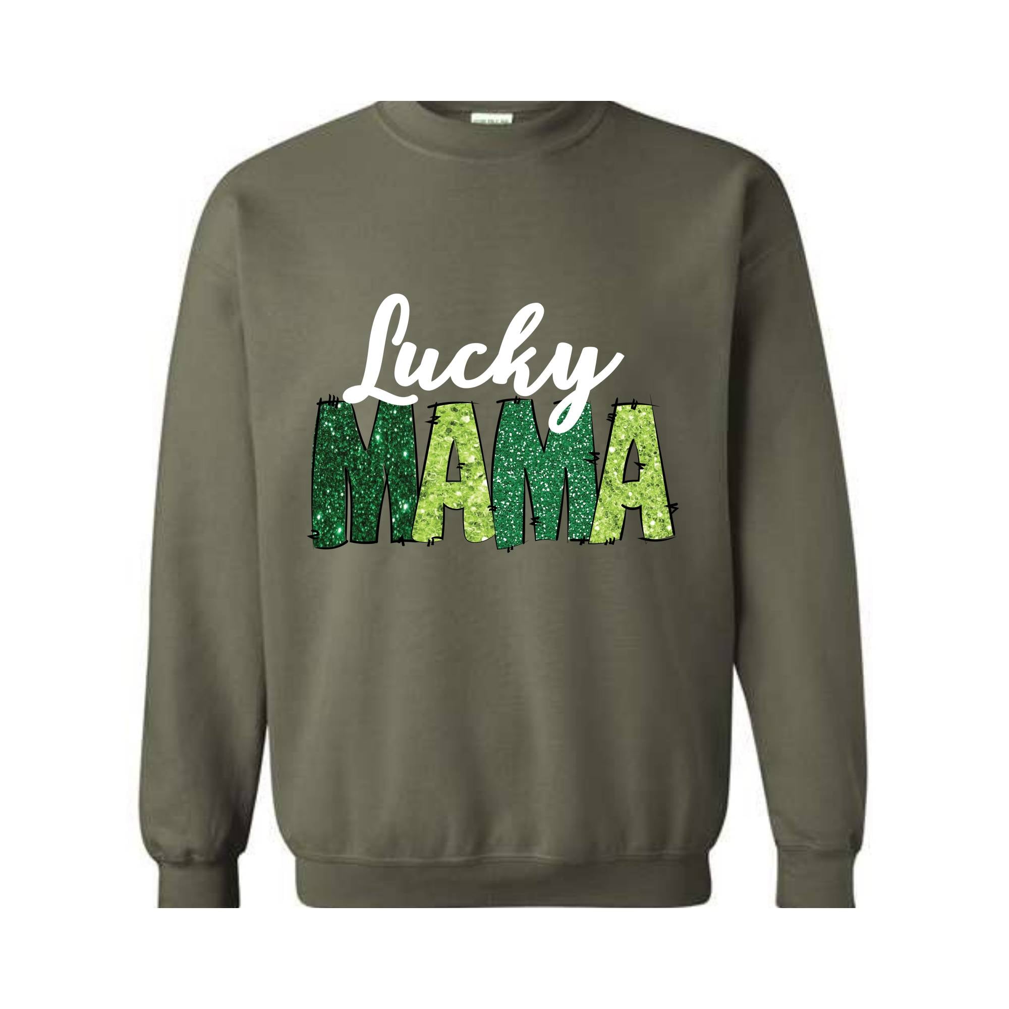 Custom Lucky Mama Sweatshirt, Custom Saint Patrick Sweatshirt, Mom Gift, Glitter St Patrick Hoodie, Personalized Clover Sweatshirt