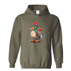 Valentine Mallard Duck Sweatshirt, Hunting Valentine's Day Hoodie, Valentine's Day Hoodie, Valentines Day Gift, Cute Valentine Hoodie