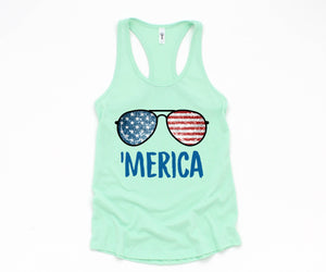 Merica Sunglasses Tank Top, July 4th Tank Top, USA Tank Top, Independence Day, 4th Of July Tank Top, Fourth Of July Outfit, Summer Tank Top