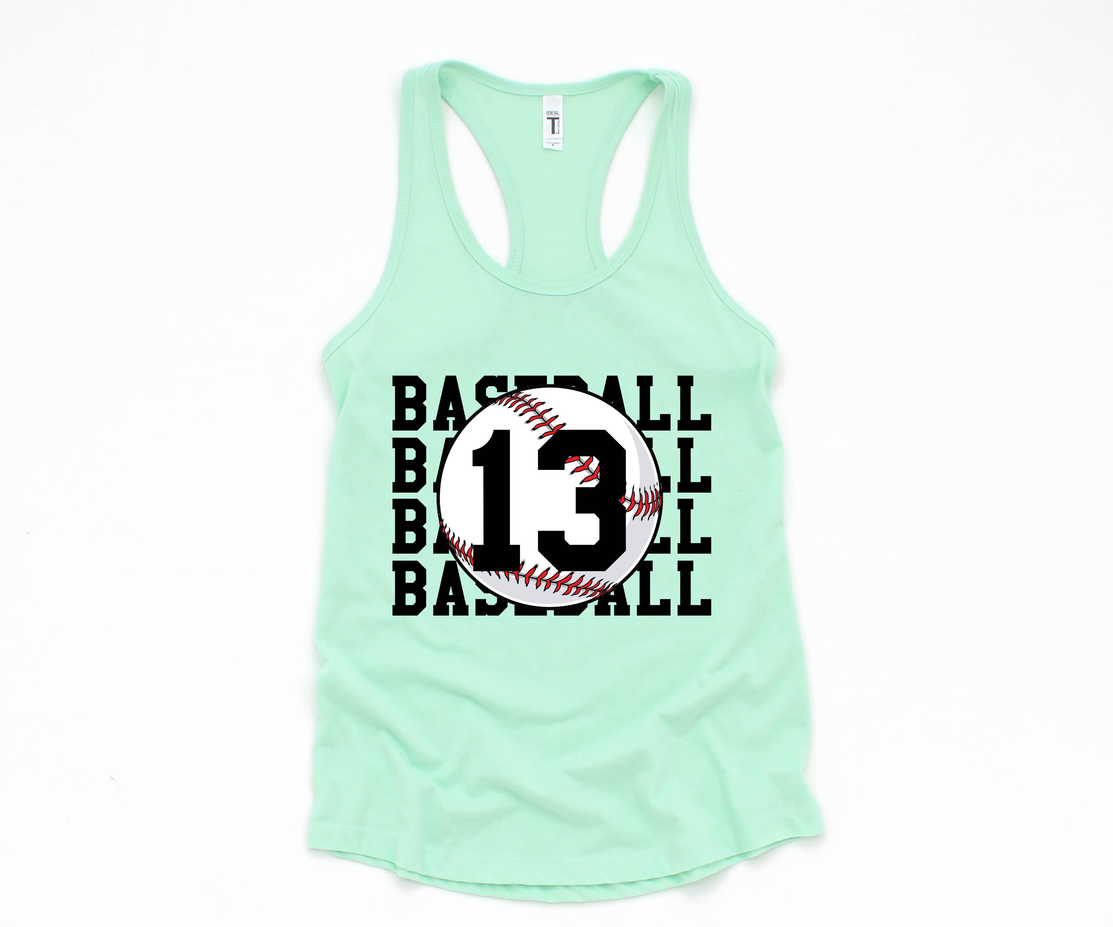 Personalized Baseball Tank, Baseball Racerback Tank Top, Custom Baseball Number Tank Top, Baseball Mom Racerback, Custom Baseball Mom Shirt