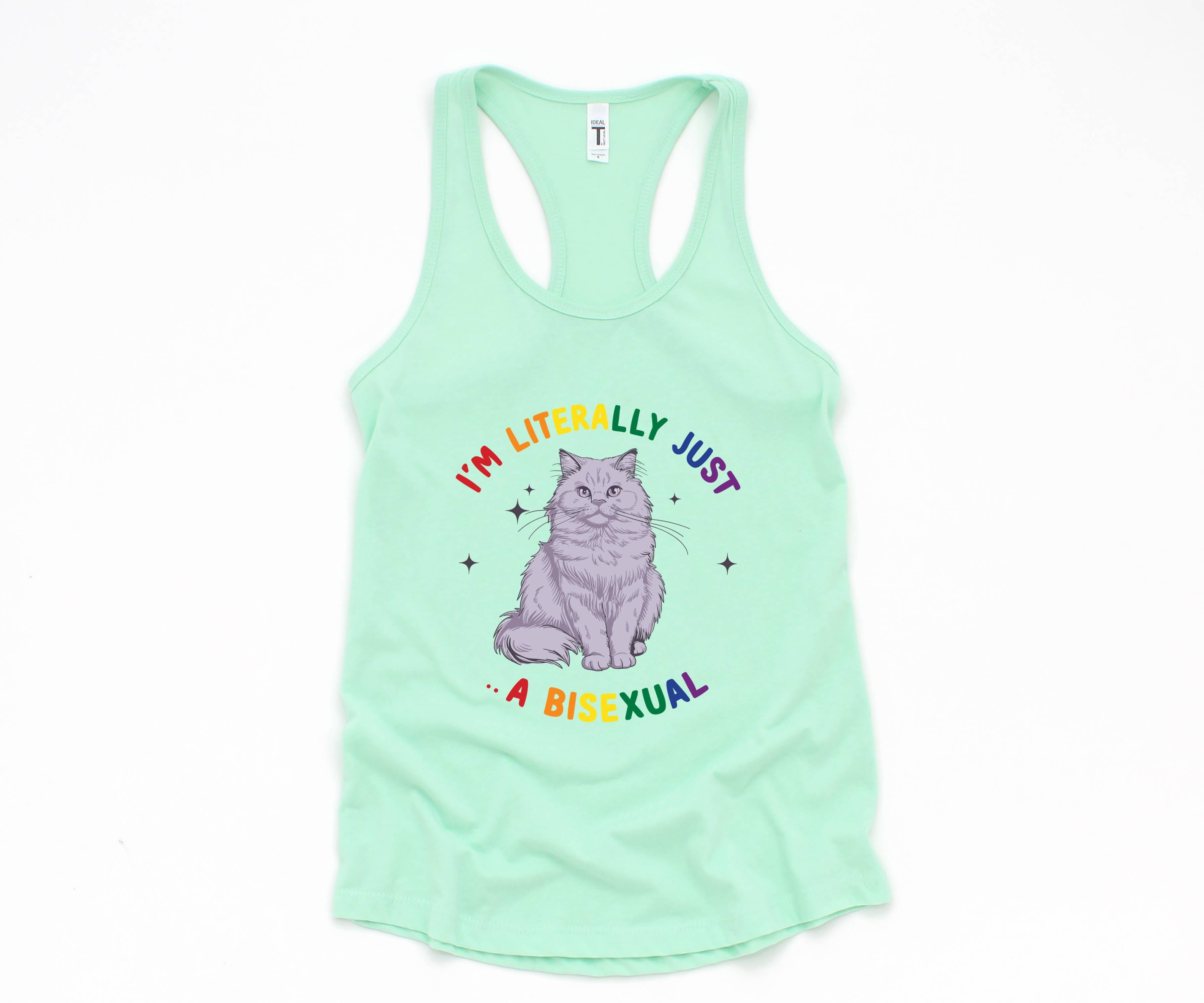 Funny I'm literally just a bisexual Queer Tank, Bi pride Tank, Bisexual Tank, Funny Cat Tank, Pride Tank, Queer Tank, Cat Owner Gift