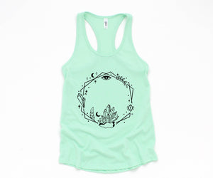 Wreath Tank Top, Witch Lover Tank Top, Crystal Tank Top, Mystic Tank Top, Spiritual Tank Top, Mystical Tank Top