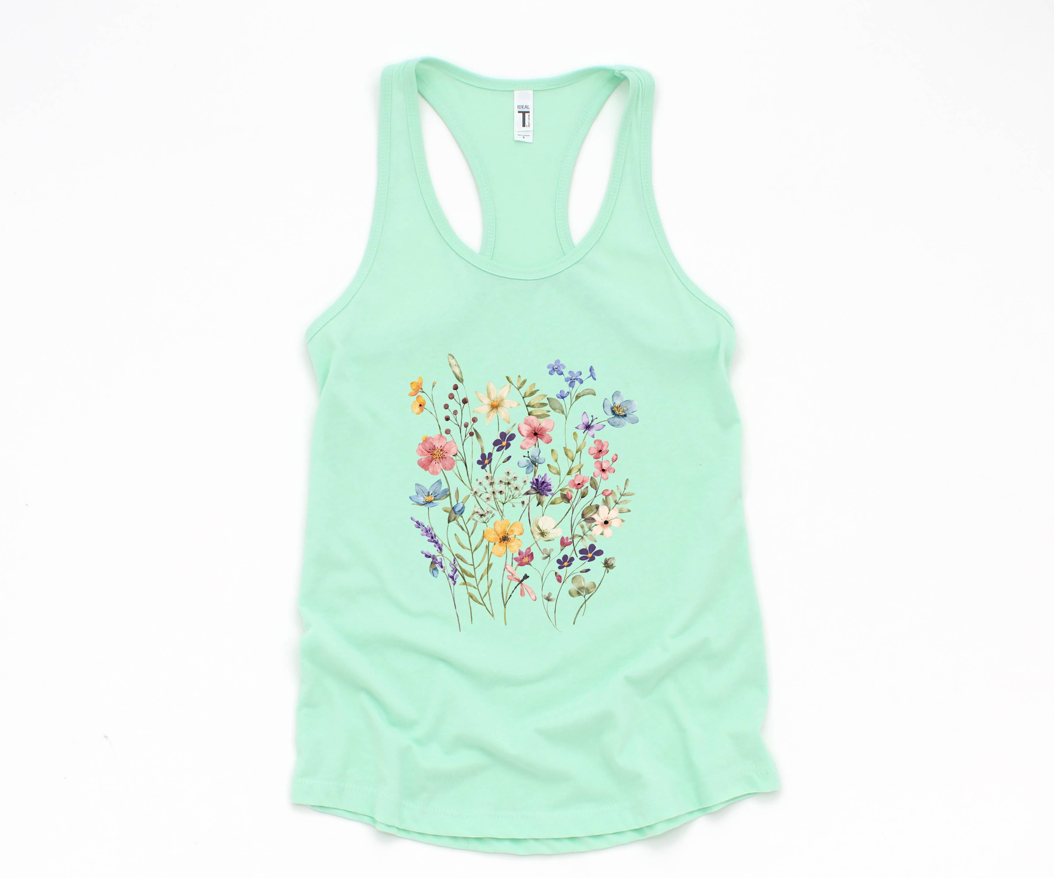 Vintage Flowers Tank Top, Boho Shirt, Botanical Floral Tank, Wildflowers T-Shirt, Floral Gym Tank Top