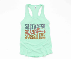 Saltwater Seashells Sunshine Tank Top, Hello Summer, Travel Tee, Summer Clothing, Sunshine Shirt, Beach Top, Summer Tank Tops, Beach Vibes