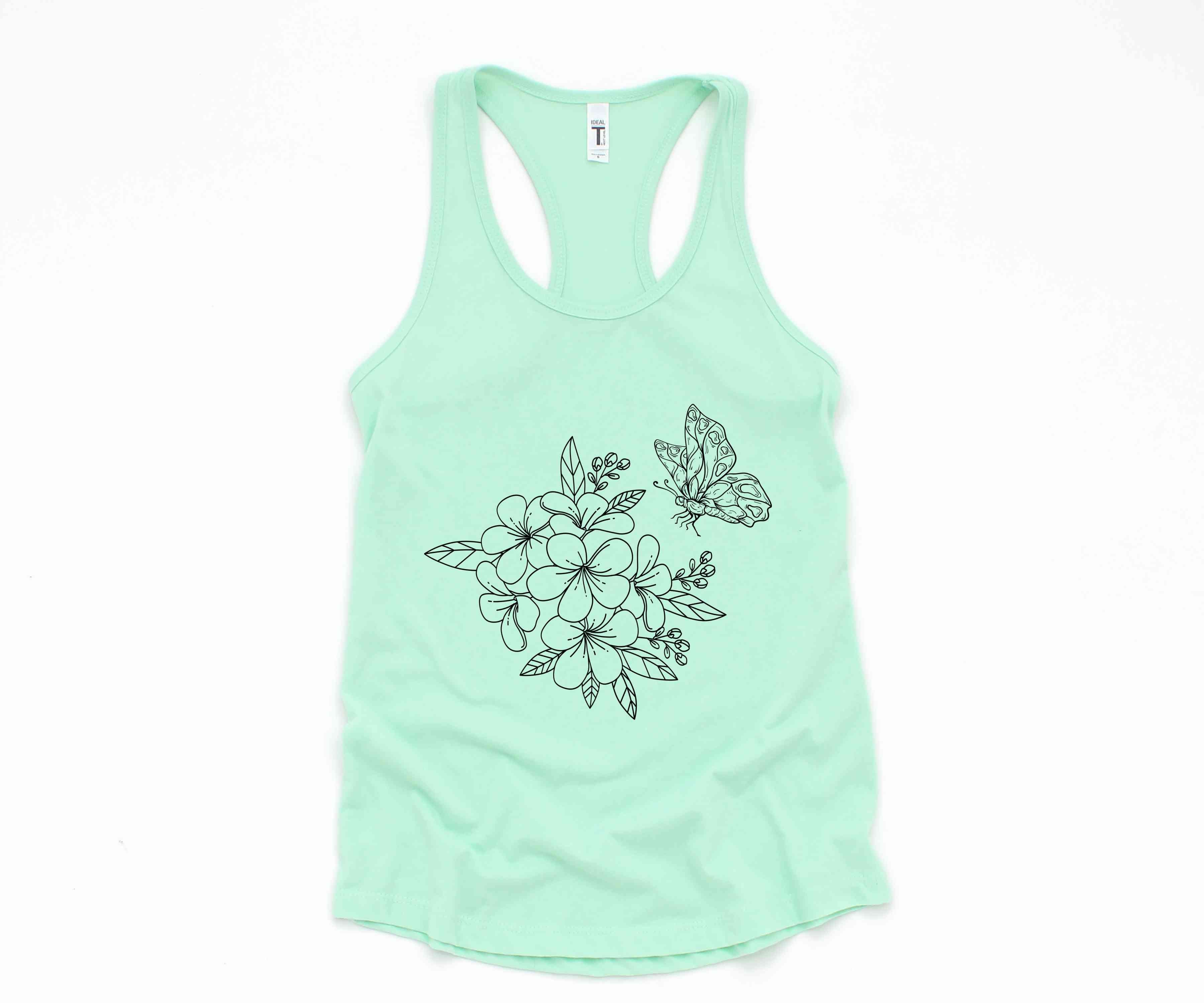 Flower And Butterfly Tank Top, Flower Tank Top, Butterfly Tank Top, Floral Tank Top, Spring Flower Tank Top, Spring Tank Top