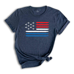 American Flag Shirt, Red White Blue Airplanes Shirt, Airplanes Shirt, 4th Of July Shirt, July 4th Independence Day Shirt, America Shirt