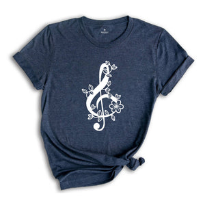 Floral Music Notes T-shirt, Music Teacher Shirt, Musician Gifts, Piano Tee, Music Notes Apparel, Funny Pianist Gift